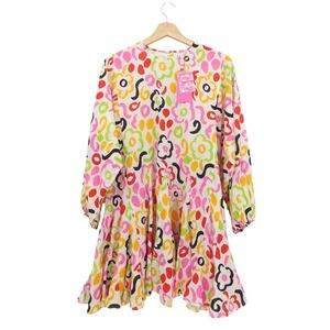NWT RHODE Ella‎ Dress Painted Bloom Print Long Sleeve Mini Dress Women's